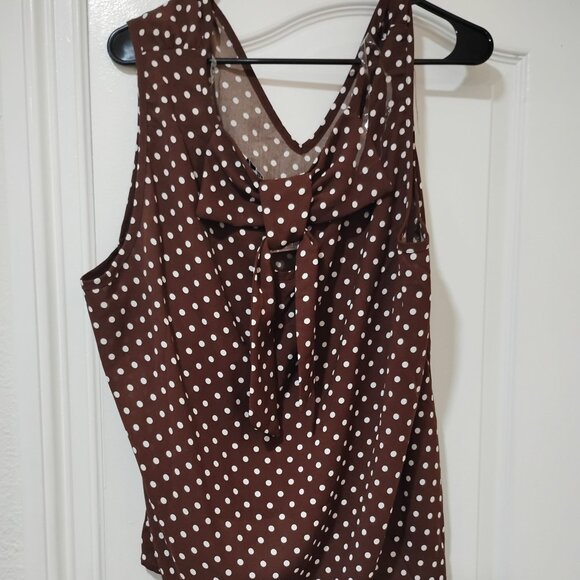 Love to be Loved | Womens Polka Dot Brown Top with Bow | Size 3XL - Picture 3 of 5